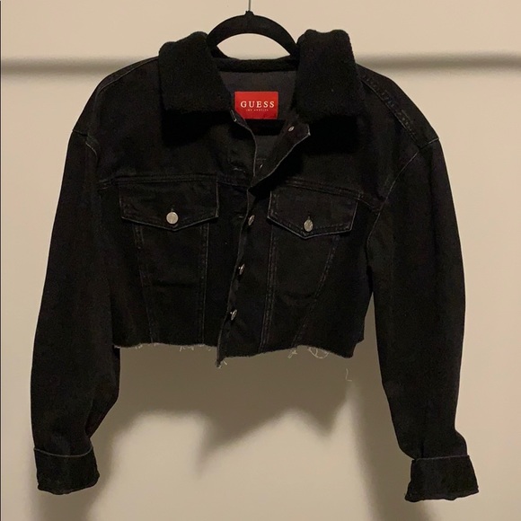 Cropped Guess Jean Jacket - Black - Picture 1 of 4